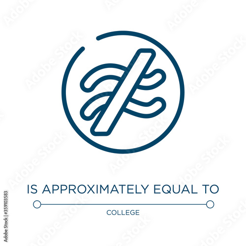 Is approximately equal to icon. Linear vector illustration from math symbols collection. Outline is approximately equal to icon vector. Thin line symbol for use on web and mobile apps, logo, print photo