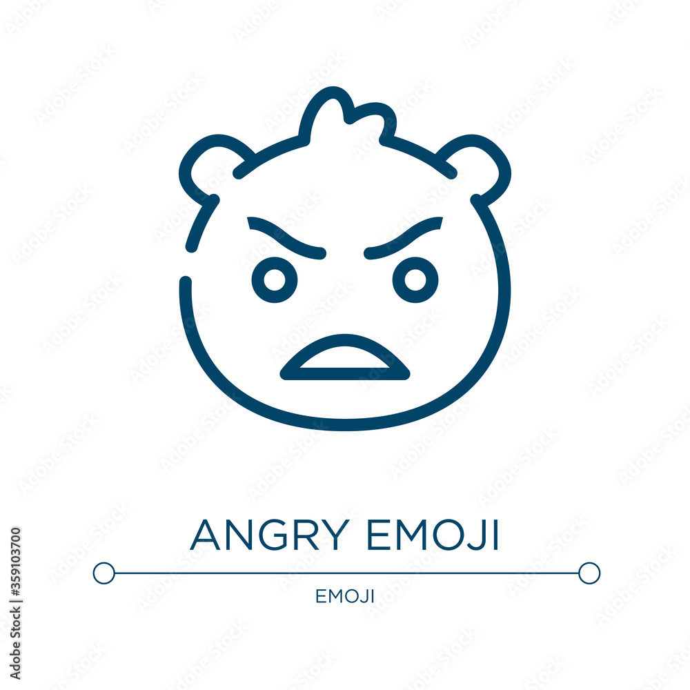 Angry emoji icon. Linear vector illustration from emoji collection. Outline angry emoji icon vector. Thin line symbol for use on web and mobile apps, logo, print media. Angry emoji icon. Linear vector illustration from emoji collection. Outline angry emoji icon vector. Thin line symbol for use on web and mobile apps, logo, print media.