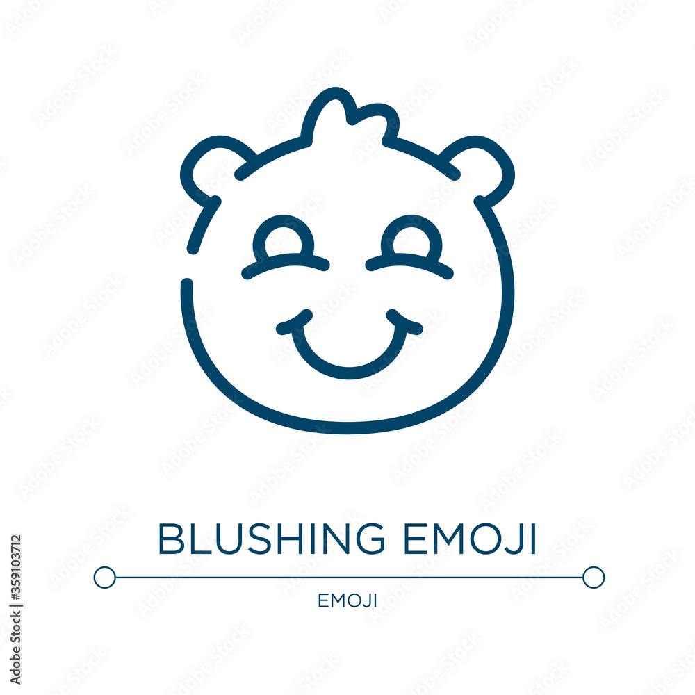 Blushing emoji icon. Linear vector illustration from emoji collection. Outline blushing emoji icon vector. Thin line symbol for use on web and mobile apps, logo, print media. Blushing emoji icon. Linear vector illustration from emoji collection. Outline blushing emoji icon vector. Thin line symbol for use on web and mobile apps, logo, print media.