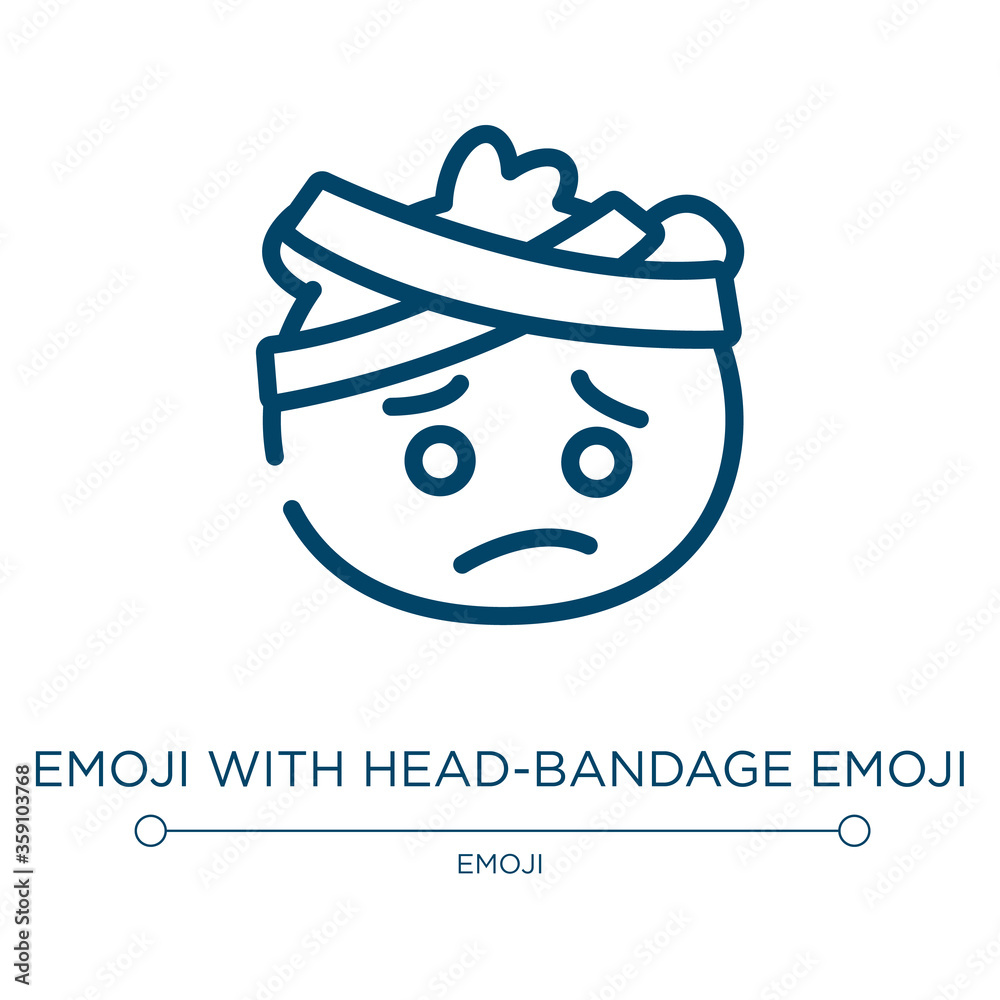 Emoji with head-bandage emoji icon. Linear vector illustration from emoji collection. Outline emoji with head-bandage emoji icon vector. Thin line symbol for use on web and mobile apps, logo, print Emoji with head-bandage emoji icon. Linear vector illustration from emoji collection. Outline emoji with head-bandage emoji icon vector. Thin line symbol for use on web and mobile apps, logo, print