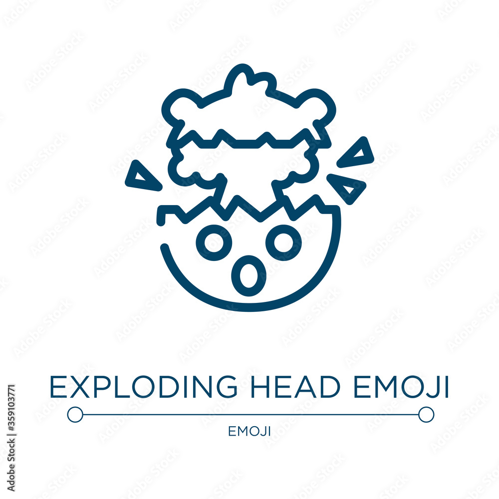 Exploding head emoji icon. Linear vector illustration from emoji
