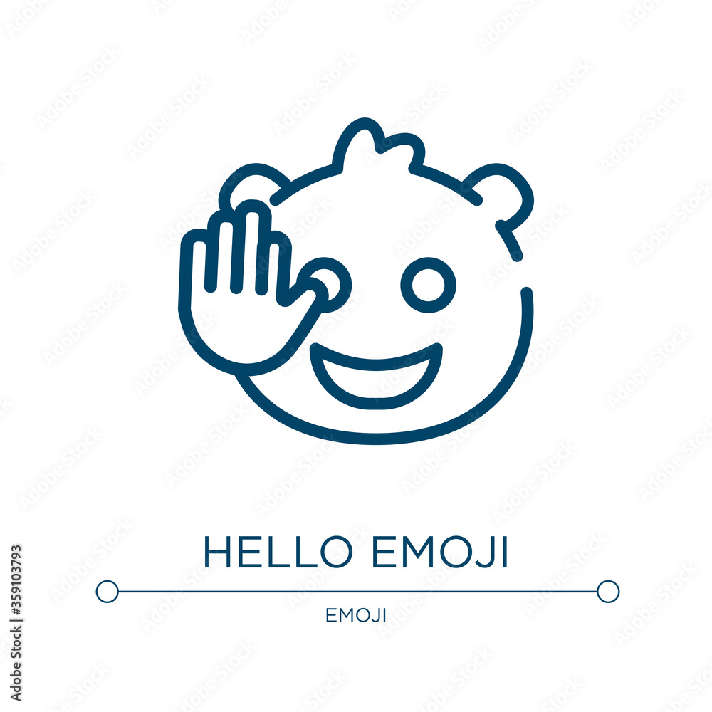 Hello emoji icon. Linear vector illustration from emoji collection. Outline hello emoji icon vector. Thin line symbol for use on web and mobile apps, logo, print media.