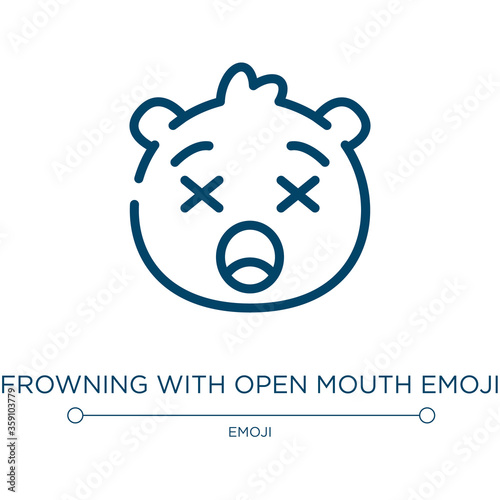 Frowning with open mouth emoji icon. Linear vector illustration from emoji collection. Outline frowning with open mouth emoji icon vector. Thin line symbol for use on web and mobile apps, logo, print