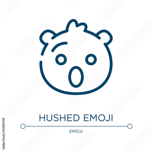 Hushed emoji icon. Linear vector illustration from emoji collection. Outline hushed emoji icon vector. Thin line symbol for use on web and mobile apps, logo, print media.