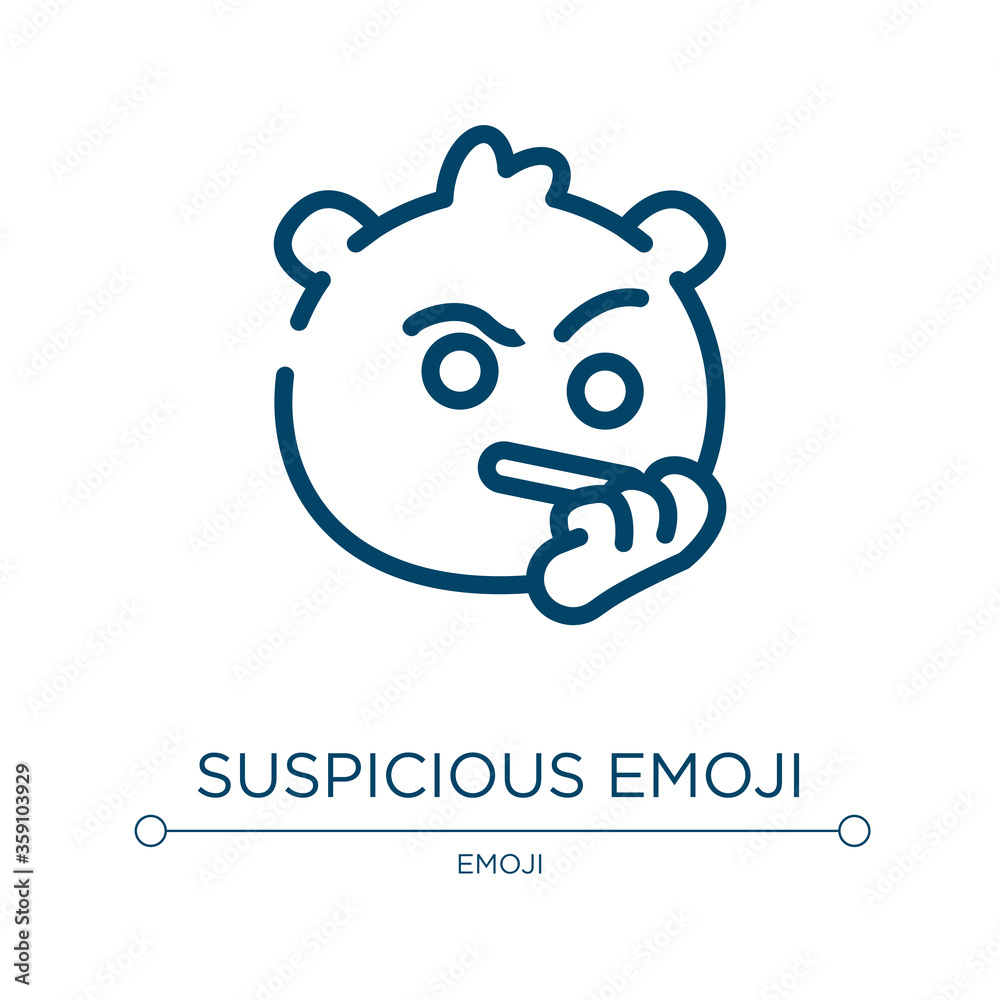 Suspicious emoji icon. Linear vector illustration from emoji collection. Outline suspicious emoji icon vector. Thin line symbol for use on web and mobile apps, logo, print media. Suspicious emoji icon. Linear vector illustration from emoji collection. Outline suspicious emoji icon vector. Thin line symbol for use on web and mobile apps, logo, print media.