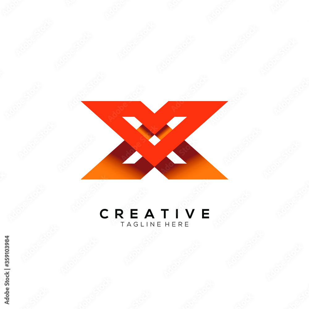 Letter X,  modern abstract logo design template.