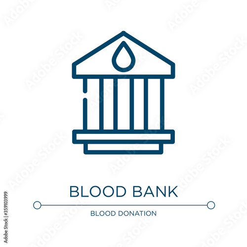 Blood bank icon. Linear vector illustration from blood donation collection. Outline blood bank icon vector. Thin line symbol for use on web and mobile apps, logo, print media.