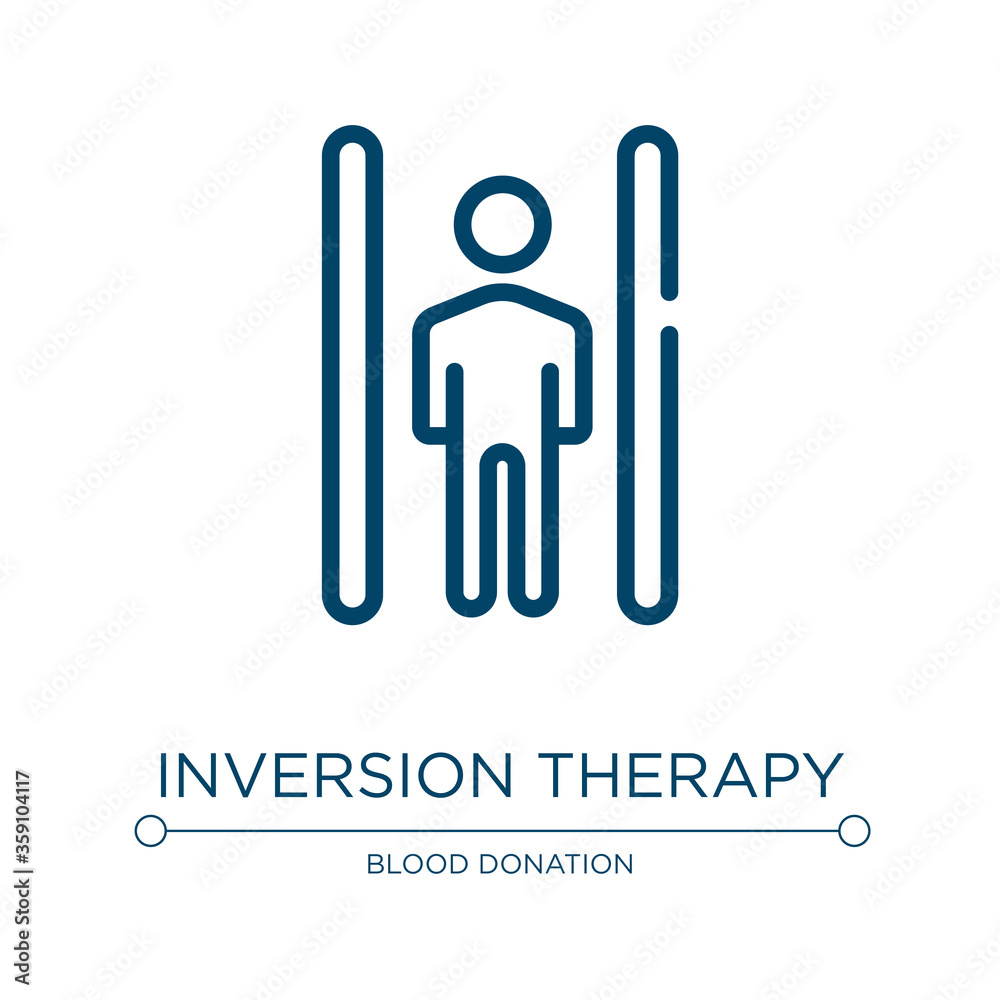 Inversion therapy icon. Linear vector illustration from therapy collection. Outline inversion therapy icon vector. Thin line symbol for use on web and mobile apps, logo, print media. Inversion therapy icon. Linear vector illustration from therapy collection. Outline inversion therapy icon vector. Thin line symbol for use on web and mobile apps, logo, print media.
