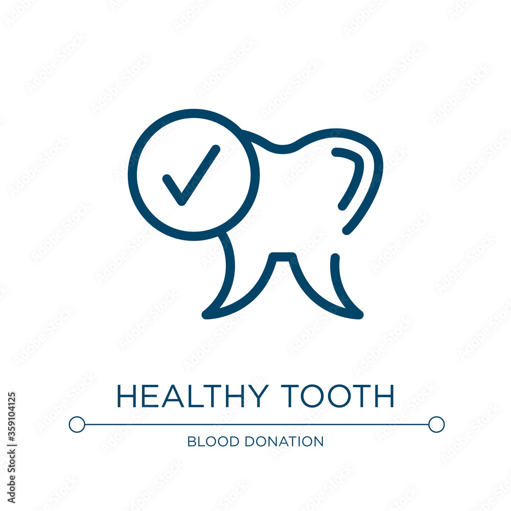 Healthy tooth icon. Linear vector illustration from dental care collection. Outline healthy tooth icon vector. Thin line symbol for use on web and mobile apps, logo, print media.