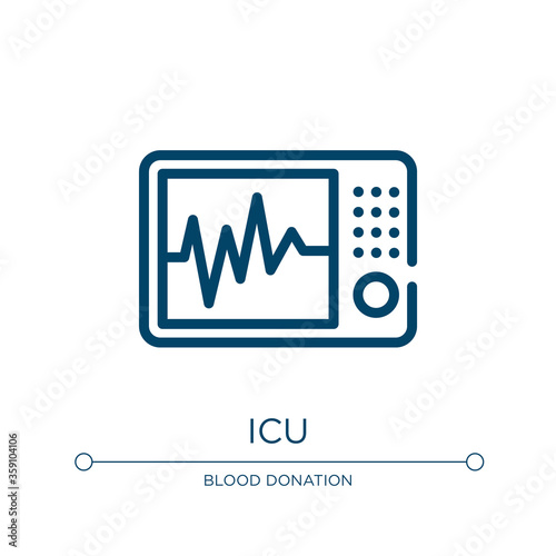 Icu icon. Linear vector illustration from therapy collection. Outline icu icon vector. Thin line symbol for use on web and mobile apps, logo, print media.