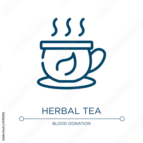 Herbal tea icon. Linear vector illustration from therapy collection. Outline herbal tea icon vector. Thin line symbol for use on web and mobile apps, logo, print media.