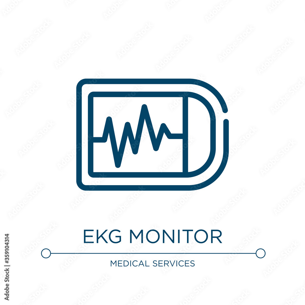 Ekg monitor icon. Linear vector illustration from dentist collection. Outline ekg monitor icon vector. Thin line symbol for use on web and mobile apps, logo, print media. Ekg monitor icon. Linear vector illustration from dentist collection. Outline ekg monitor icon vector. Thin line symbol for use on web and mobile apps, logo, print media.