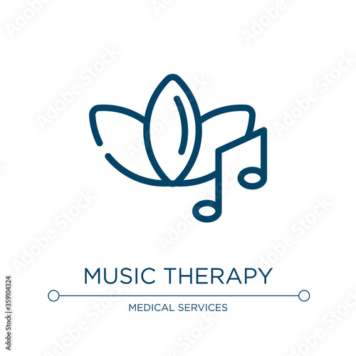 Music therapy icon. Linear vector illustration from alternative medicine collection. Outline music therapy icon vector. Thin line symbol for use on web and mobile apps, logo, print media.