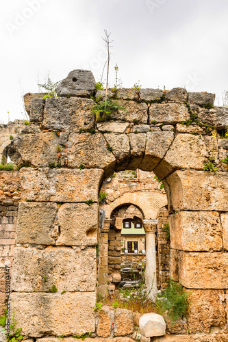 It's Ancient ruins in the historic part of Antalya, Turkey photo