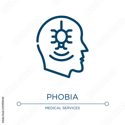 Phobia icon. Linear vector illustration from psychology collection. Outline phobia icon vector. Thin line symbol for use on web and mobile apps, logo, print media.