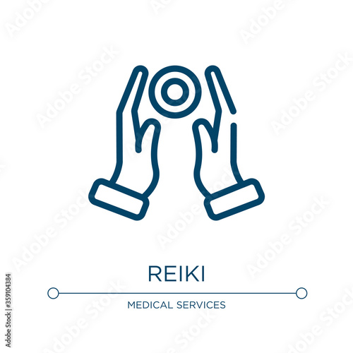 Reiki icon. Linear vector illustration from therapy collection. Outline reiki icon vector. Thin line symbol for use on web and mobile apps, logo, print media.