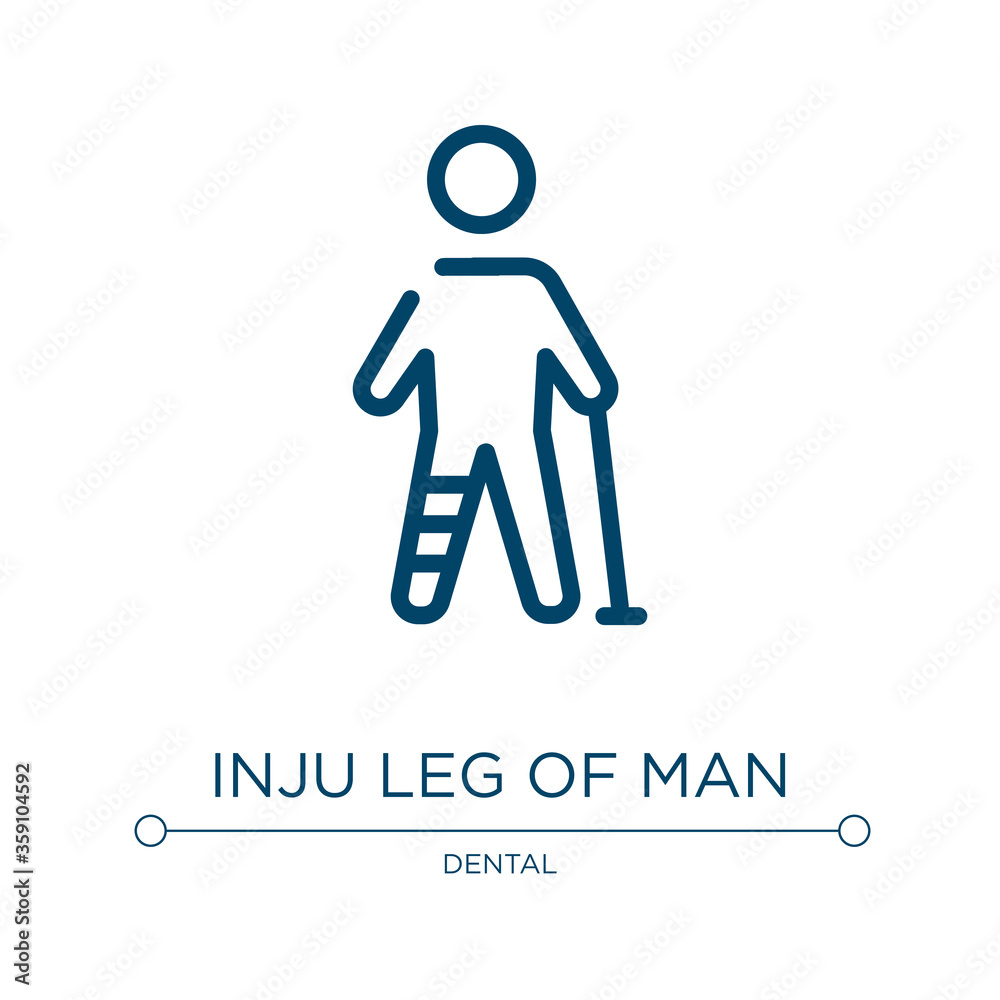Injured leg of man icon. Linear vector illustration from health collection. Outline injured leg of man icon vector. Thin line symbol for use on web and mobile apps, logo, print media. Injured leg of man icon. Linear vector illustration from health collection. Outline injured leg of man icon vector. Thin line symbol for use on web and mobile apps, logo, print media.