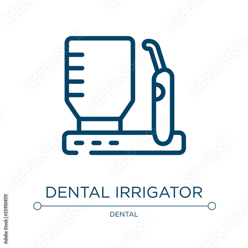 Dental irrigator icon. Linear vector illustration from dental care collection. Outline dental irrigator icon vector. Thin line symbol for use on web and mobile apps, logo, print media.
