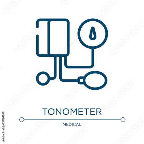 Tonometer icon. Linear vector illustration from medicine collection. Outline tonometer icon vector. Thin line symbol for use on web and mobile apps, logo, print media.