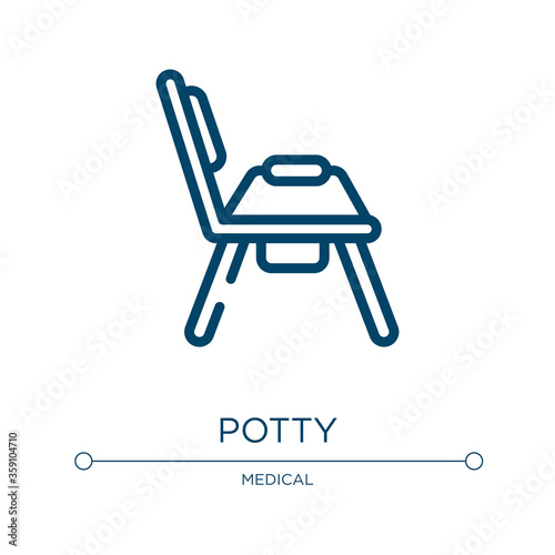 Potty icon. Linear vector illustration from medicine collection. Outline potty icon vector. Thin line symbol for use on web and mobile apps, logo, print media.