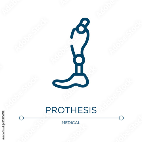 Prothesis icon. Linear vector illustration from medicine collection. Outline prothesis icon vector. Thin line symbol for use on web and mobile apps, logo, print media.