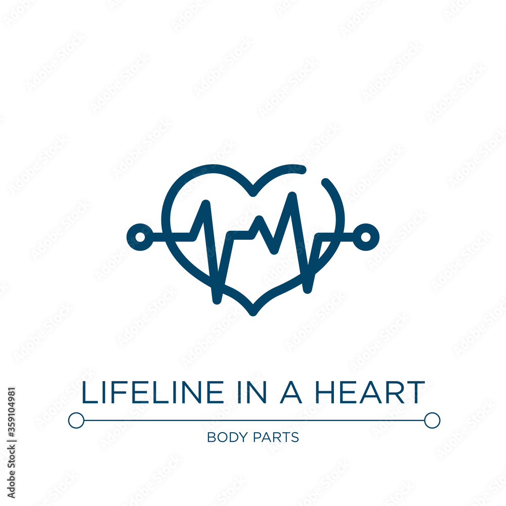 Lifeline in a heart icon. Linear vector illustration from medicine and health collection. Outline lifeline in a heart icon vector. Thin line symbol for use on web and mobile apps, logo, print media. Lifeline in a heart icon. Linear vector illustration from medicine and health collection. Outline lifeline in a heart icon vector. Thin line symbol for use on web and mobile apps, logo, print media.