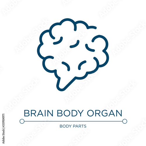 Brain body organ icon. Linear vector illustration from body parts collection. Outline brain body organ icon vector. Thin line symbol for use on web and mobile apps, logo, print media.