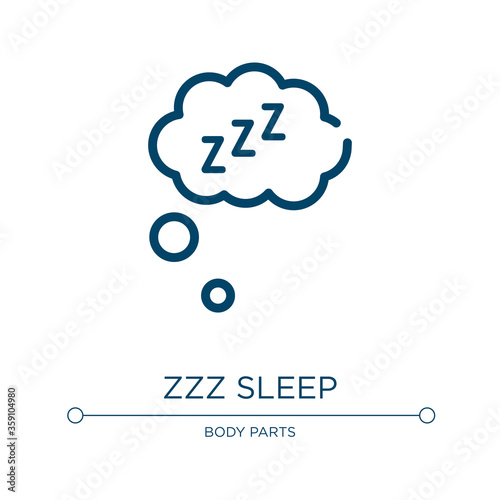 Zzz sleep symbol icon. Linear vector illustration from medicine and health collection. Outline zzz sleep symbol icon vector. Thin line symbol for use on web and mobile apps, logo, print media.