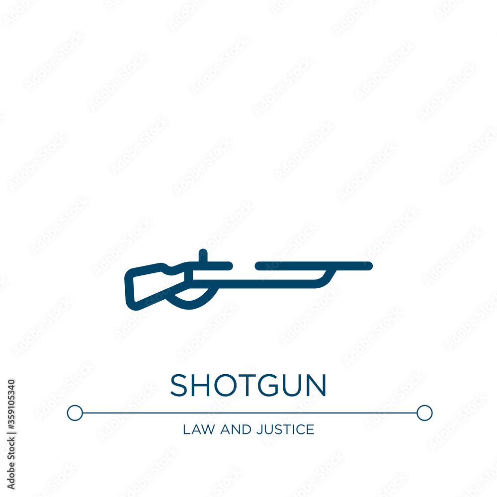 Shotgun icon. Linear vector illustration from law and justice collection. Outline shotgun icon vector. Thin line symbol for use on web and mobile apps, logo, print media.