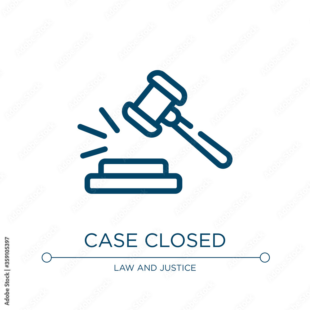 Case closed icon. Linear vector illustration from law and justice collection. Outline case closed icon vector. Thin line symbol for use on web and mobile apps, logo, print media.