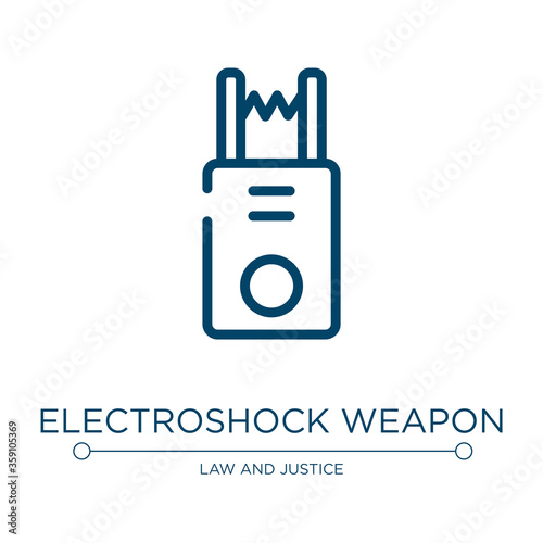 Electroshock weapon icon. Linear vector illustration from law and justice collection. Outline electroshock weapon icon vector. Thin line symbol for use on web and mobile apps, logo, print media.