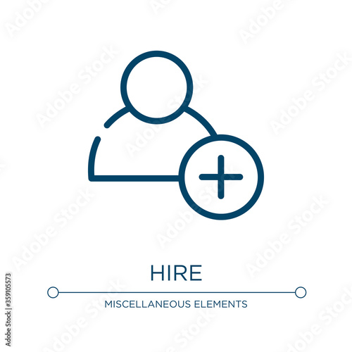 Hire icon. Linear vector illustration from marketing collection. Outline hire icon vector. Thin line symbol for use on web and mobile apps, logo, print media.