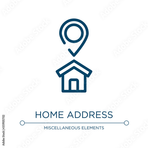 Home address icon. Linear vector illustration from ecommerce collection. Outline home address icon vector. Thin line symbol for use on web and mobile apps, logo, print media. photo