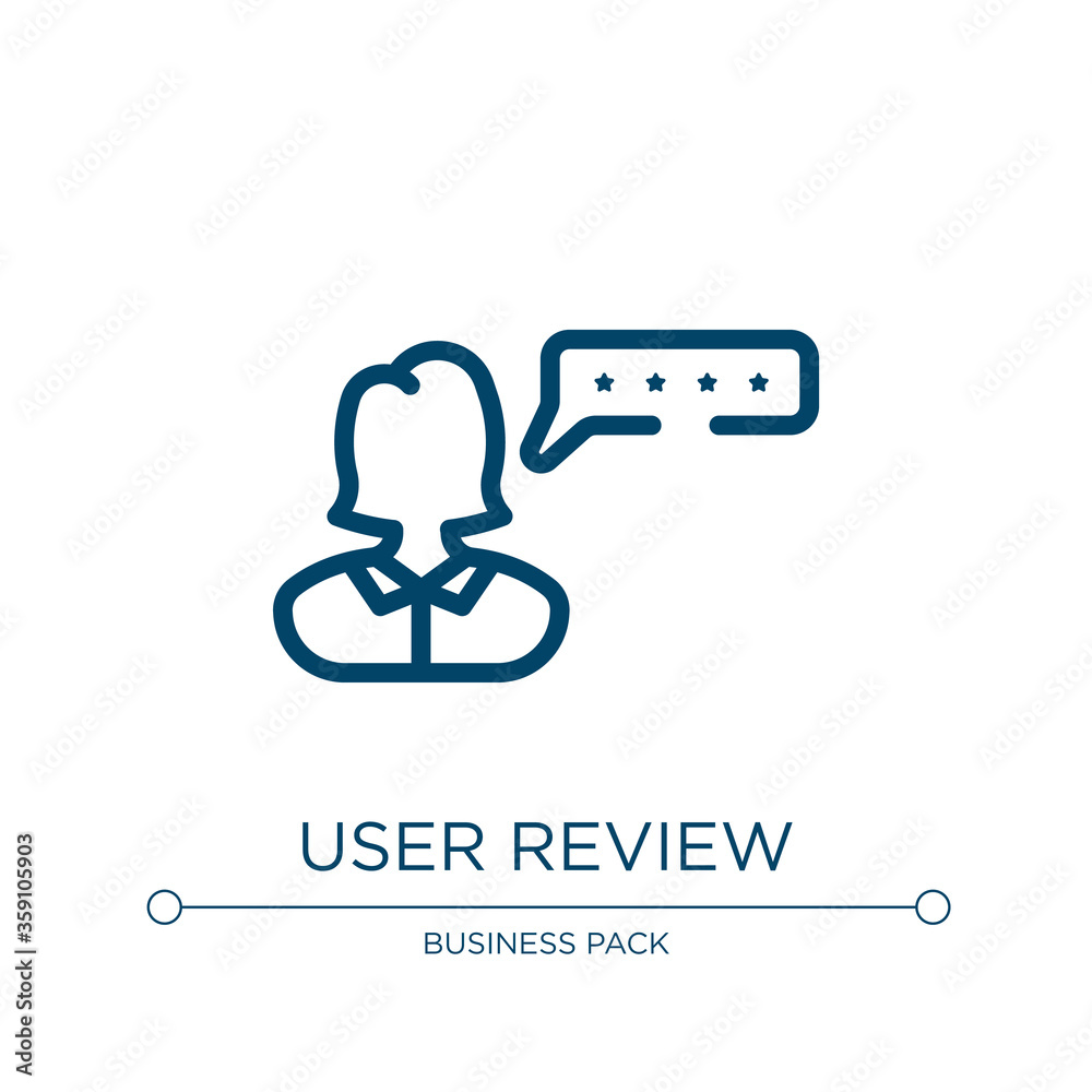 User review icon. Linear vector illustration from business and finance collection. Outline user review icon vector. Thin line symbol for use on web and mobile apps, logo, print media.