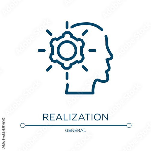 Realization icon. Linear vector illustration from general collection. Outline realization icon vector. Thin line symbol for use on web and mobile apps, logo, print media.