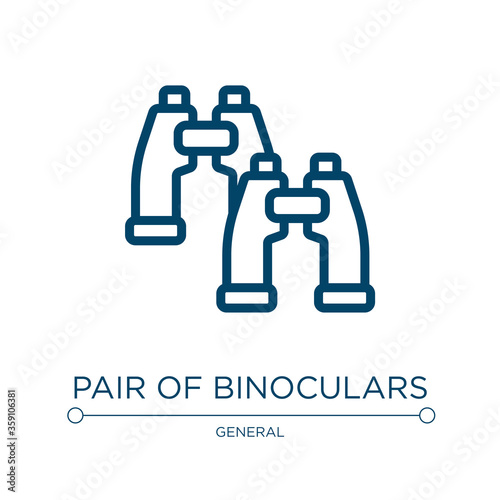 Pair of binoculars icon. Linear vector illustration from general collection. Outline pair of binoculars icon vector. Thin line symbol for use on web and mobile apps  logo  print media.