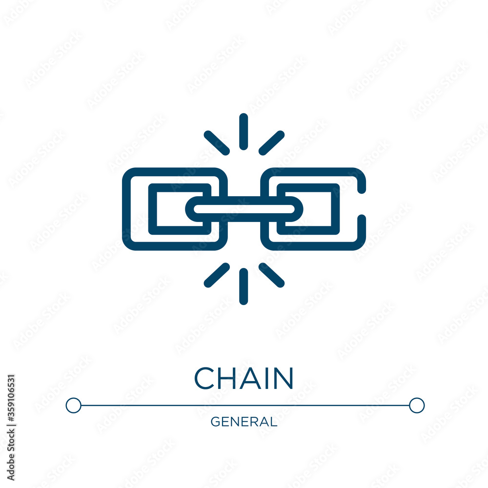 Obraz premium Chain icon. Linear vector illustration from general collection. Outline chain icon vector. Thin line symbol for use on web and mobile apps, logo, print media.