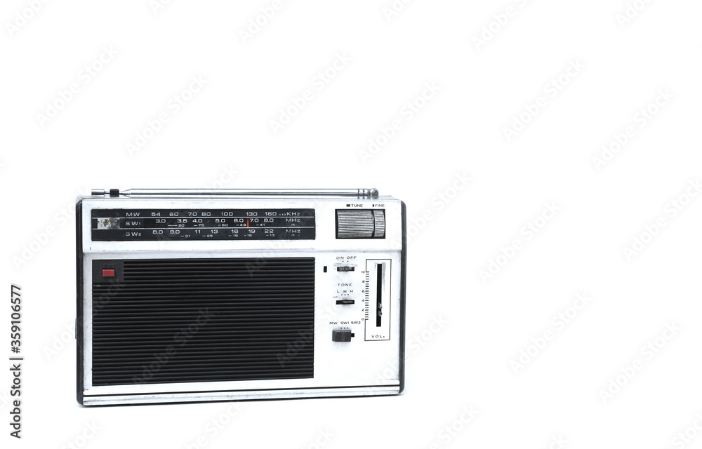 Old radio on a white background Old radio on a white background