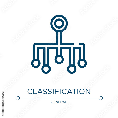 Classification icon. Linear vector illustration from general collection. Outline classification icon vector. Thin line symbol for use on web and mobile apps, logo, print media.