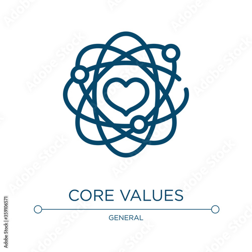 Core values icon. Linear vector illustration from general collection. Outline core values icon vector. Thin line symbol for use on web and mobile apps, logo, print media.