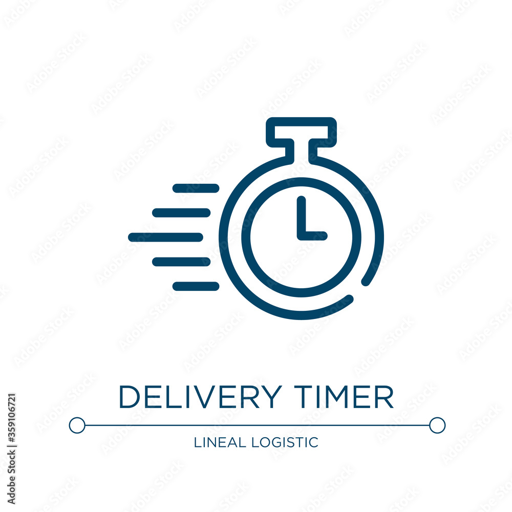 Delivery timer icon. Linear vector illustration from lineal logistic collection. Outline delivery timer icon vector. Thin line symbol for use on web and mobile apps, logo, print media.