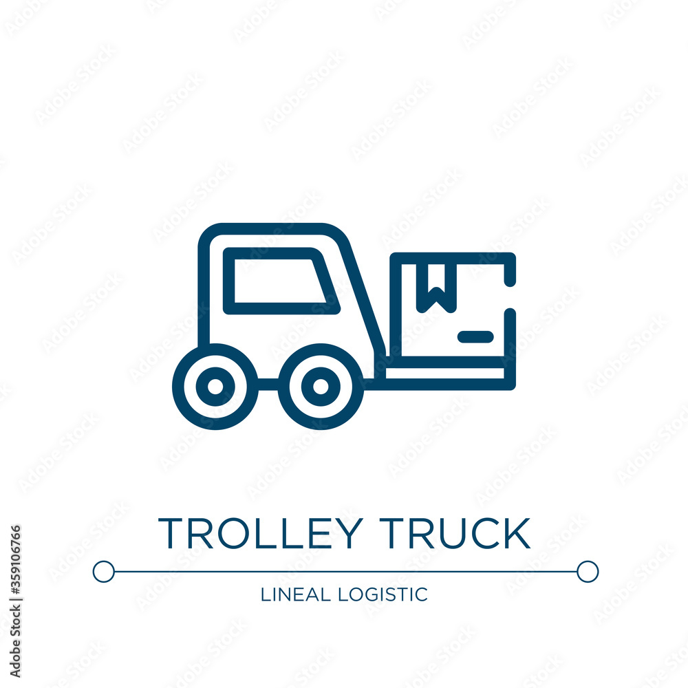Trolley truck icon. Linear vector illustration from lineal logistic collection. Outline trolley truck icon vector. Thin line symbol for use on web and mobile apps, logo, print media.