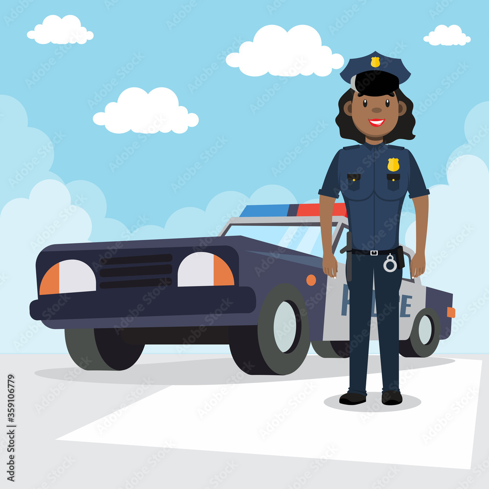 Obraz premium Woman police officers vector illustration