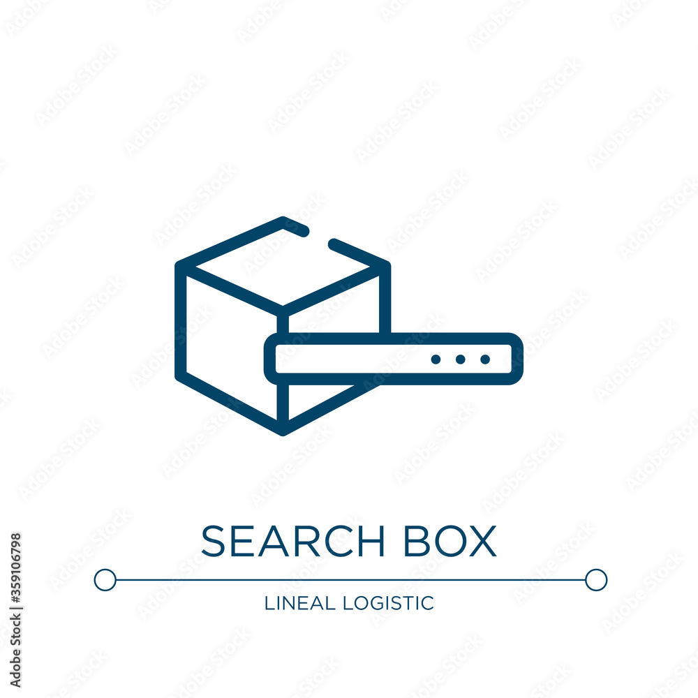 Search box icon. Linear vector illustration from logistic delivery instructions collection. Outline search box icon vector. Thin line symbol for use on web and mobile apps, logo, print media. Search box icon. Linear vector illustration from logistic delivery instructions collection. Outline search box icon vector. Thin line symbol for use on web and mobile apps, logo, print media.