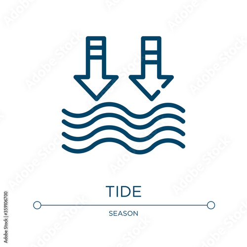 Tide icon. Linear vector illustration from season collection. Outline tide icon vector. Thin line symbol for use on web and mobile apps, logo, print media.