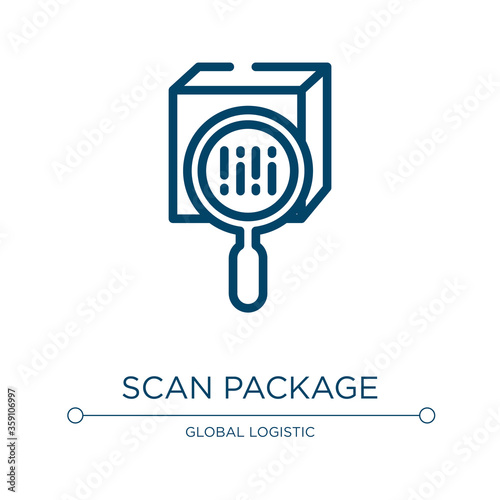 Scan package icon. Linear vector illustration from shipping and handly linear collection. Outline scan package icon vector. Thin line symbol for use on web and mobile apps, logo, print media.