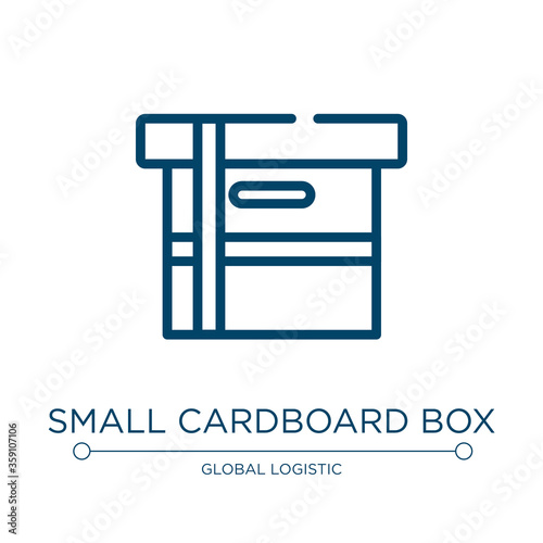 Small cardboard box icon. Linear vector illustration from boxes collection. Outline small cardboard box icon vector. Thin line symbol for use on web and mobile apps, logo, print media.