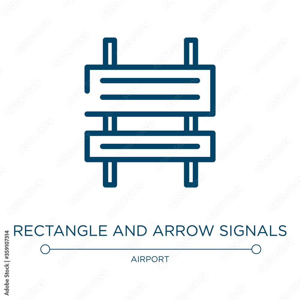Rectangle and arrow signals icon. Linear vector illustration from signals set collection. Outline rectangle and arrow signals icon vector. Thin line symbol for use on web and mobile apps, logo, print