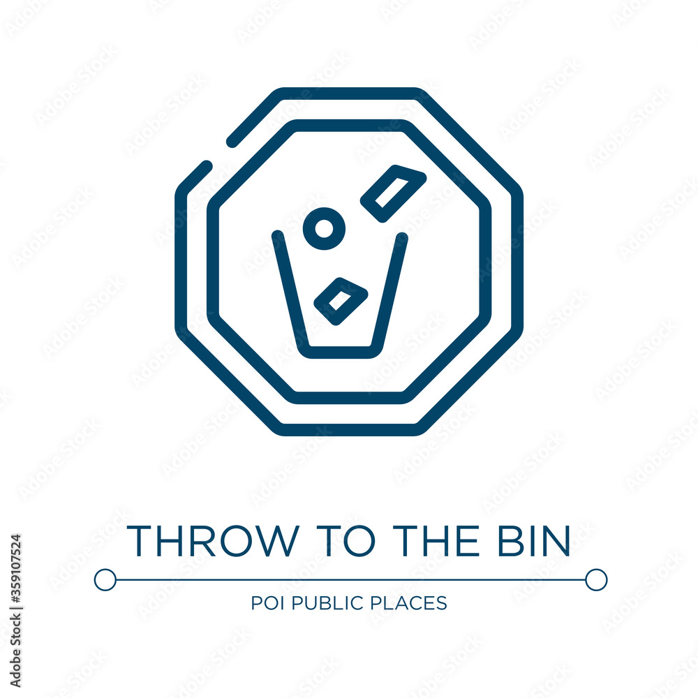 Throw to the bin icon. Linear vector illustration from indications collection. Outline throw to the bin icon vector. Thin line symbol for use on web and mobile apps, logo, print media. Throw to the bin icon. Linear vector illustration from indications collection. Outline throw to the bin icon vector. Thin line symbol for use on web and mobile apps, logo, print media.