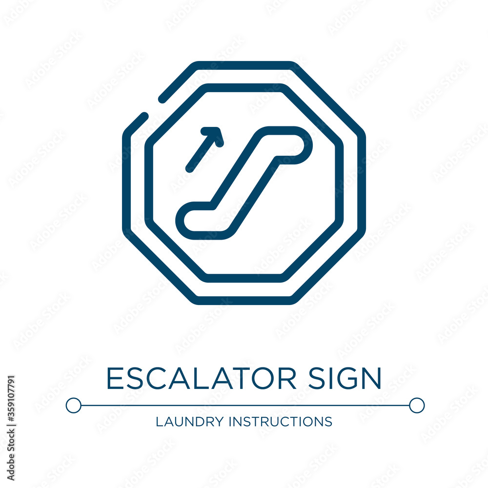 Escalator sign icon. Linear vector illustration from pictograms collection. Outline escalator sign icon vector. Thin line symbol for use on web and mobile apps, logo, print media. Escalator sign icon. Linear vector illustration from pictograms collection. Outline escalator sign icon vector. Thin line symbol for use on web and mobile apps, logo, print media.